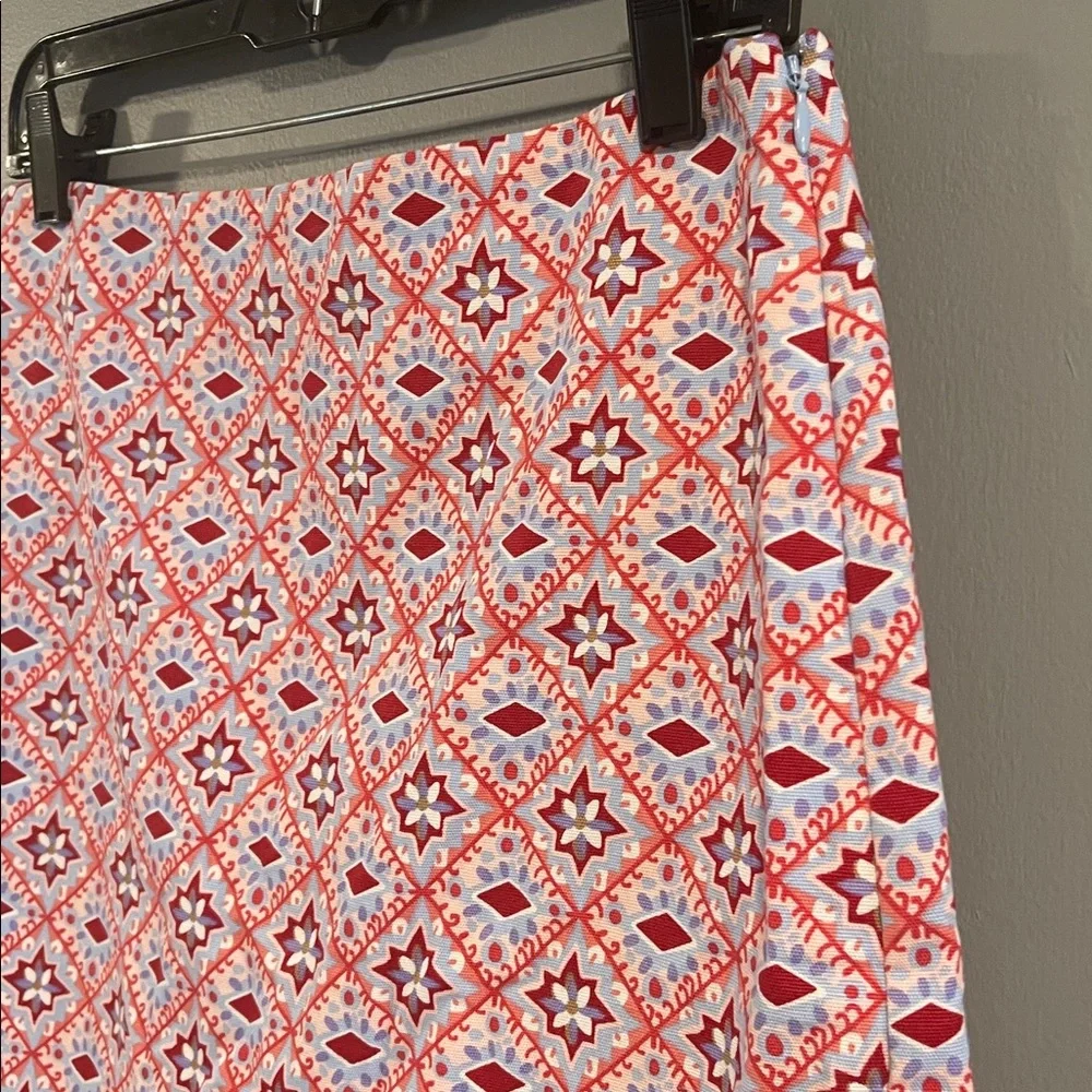 Talbots Red‎ Hex Symbols Side Zip Lined Cotton Blend Knee Length Skirt 6P